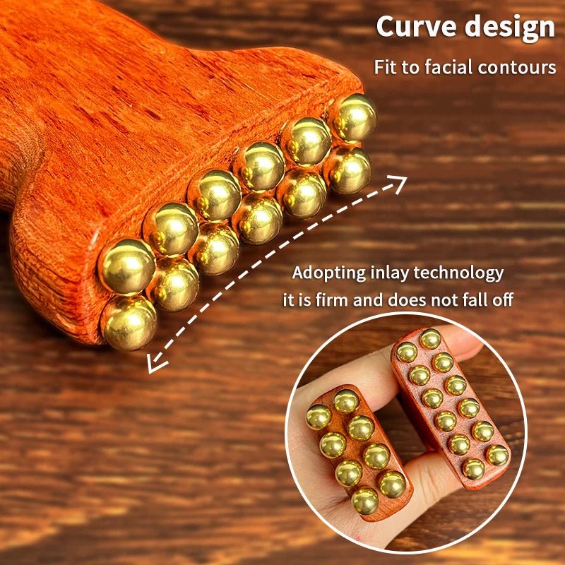 PureFlow Detox Facial Massager With Copper Wood For Lymph Drainage And Gua Sha