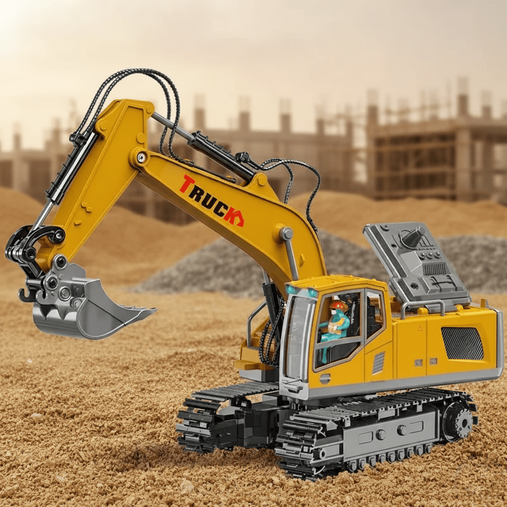 TerraForge RC Excavator With Metal Alloy Body And Realistic Lights And Sounds