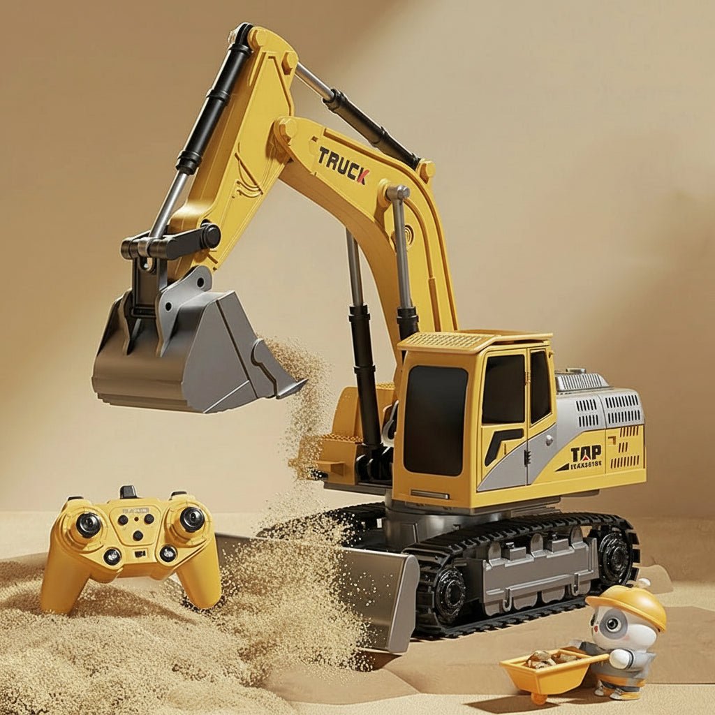 TerraForge RC Excavator With Metal Alloy Body And Realistic Lights And Sounds