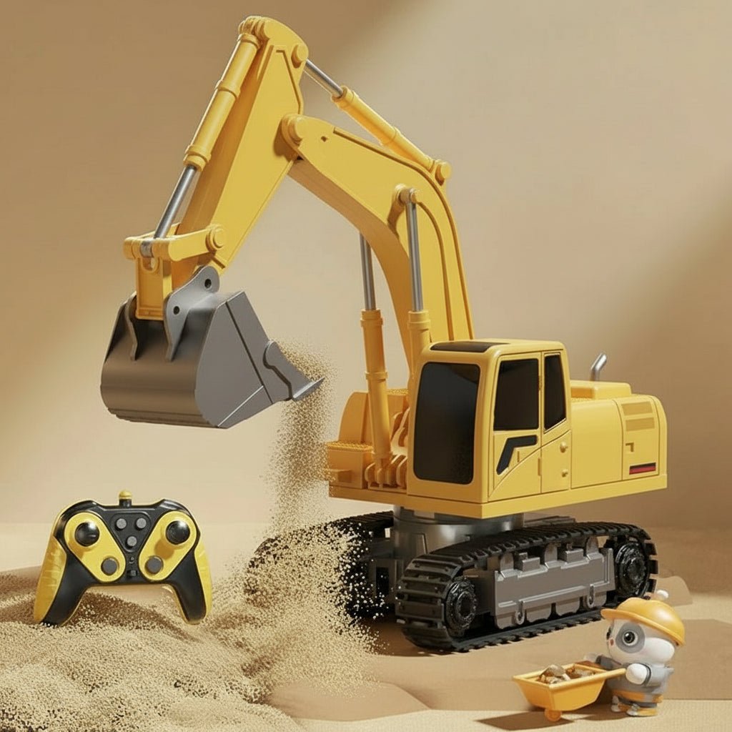 TerraForge RC Excavator With Metal Alloy Body And Realistic Lights And Sounds