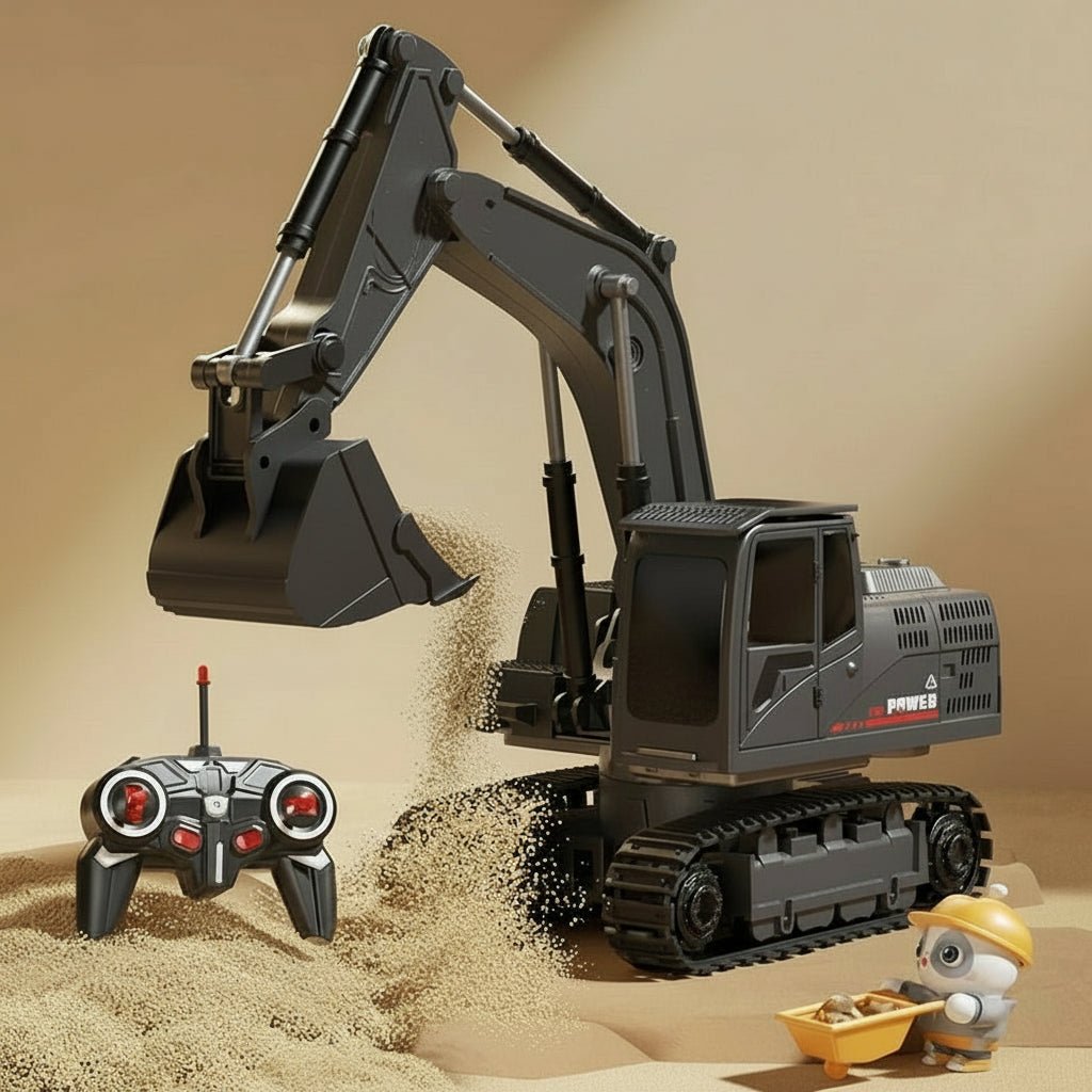 TerraForge RC Excavator With Metal Alloy Body And Realistic Lights And Sounds
