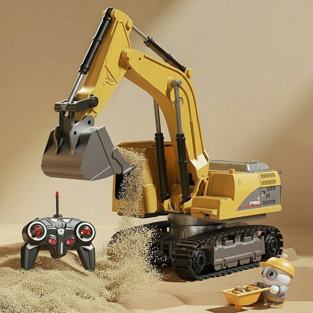 TerraForge RC Excavator With Metal Alloy Body And Realistic Lights And Sounds