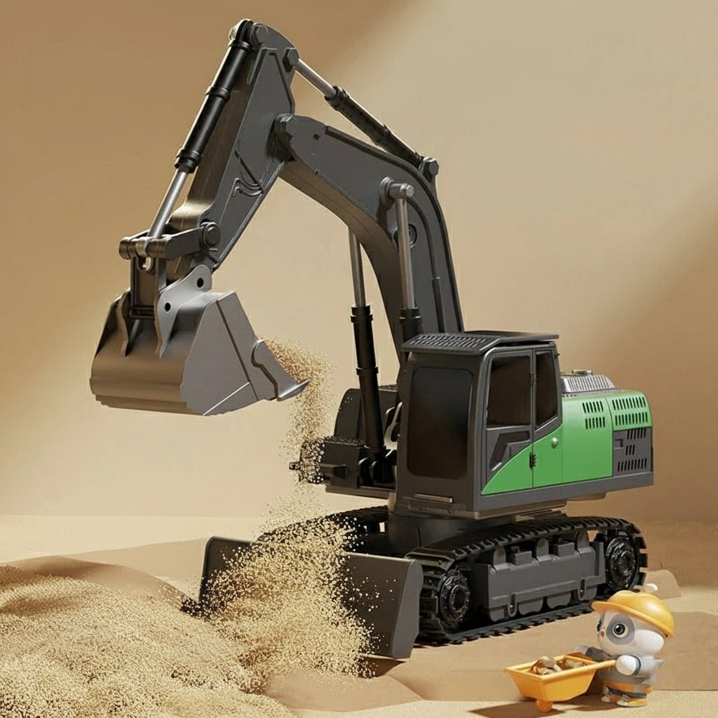 TerraForge RC Excavator With Metal Alloy Body And Realistic Lights And Sounds