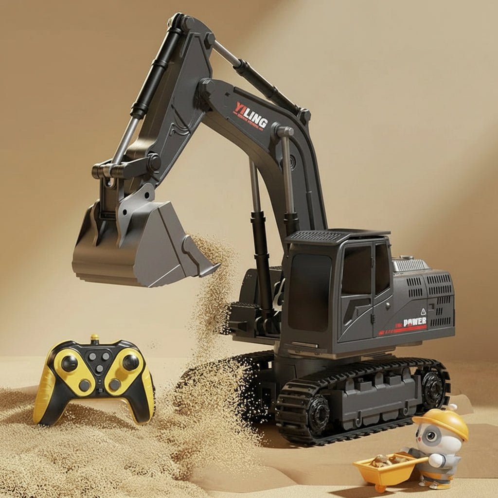 TerraForge RC Excavator With Metal Alloy Body And Realistic Lights And Sounds
