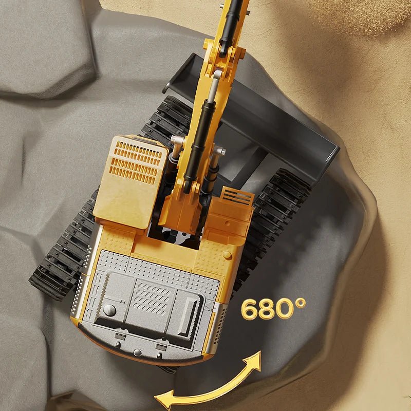 TerraForge RC Excavator With Metal Alloy Body And Realistic Lights And Sounds