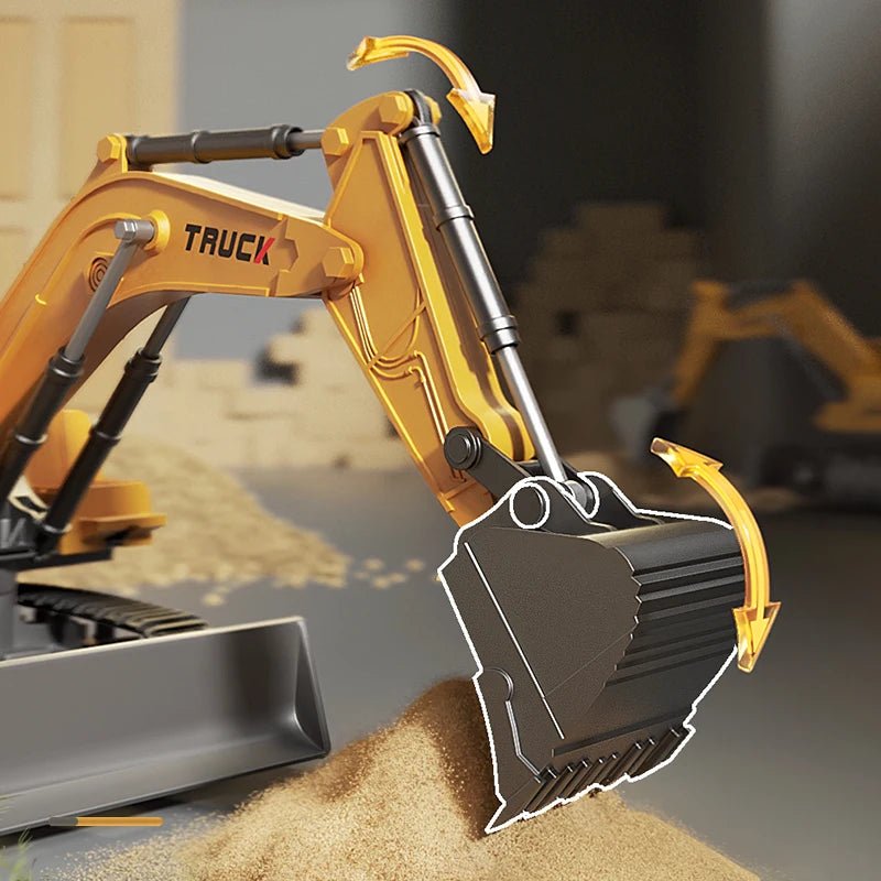TerraForge RC Excavator With Metal Alloy Body And Realistic Lights And Sounds