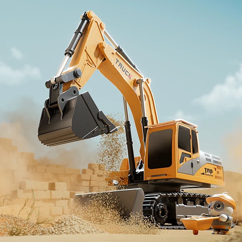 TerraForge RC Excavator With Metal Alloy Body And Realistic Lights And Sounds