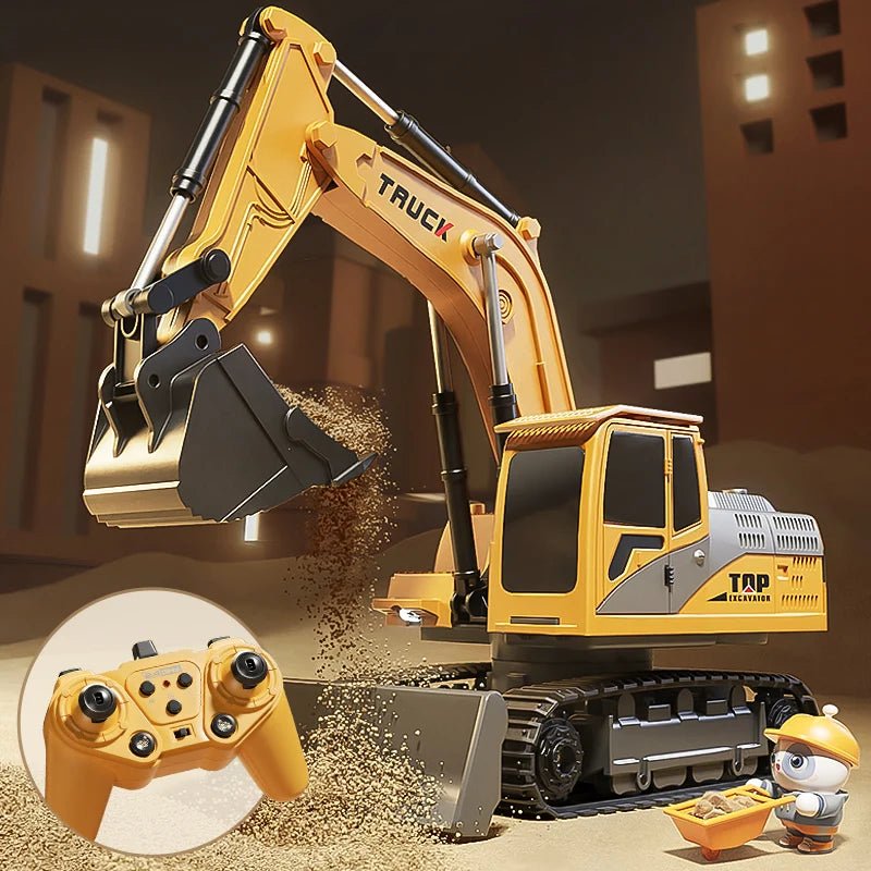 TerraForge RC Excavator With Metal Alloy Body And Realistic Lights And Sounds