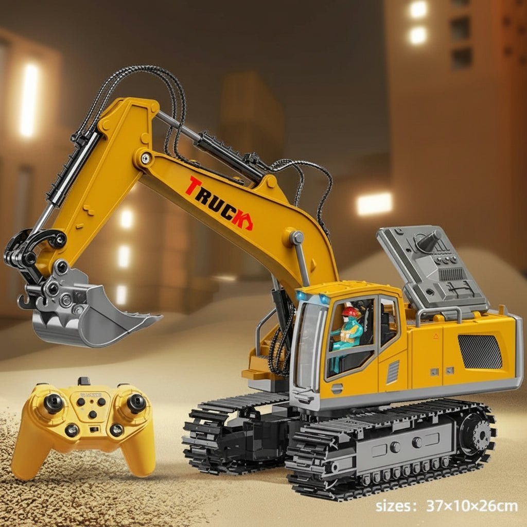 TerraForge RC Excavator With Metal Alloy Body And Realistic Lights And Sounds