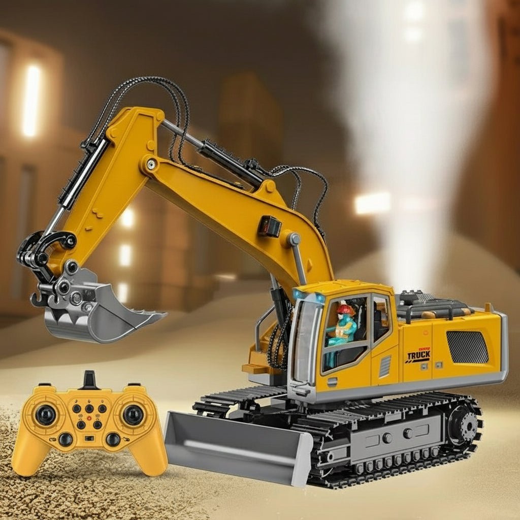 TerraForge RC Excavator With Metal Alloy Body And Realistic Lights And Sounds
