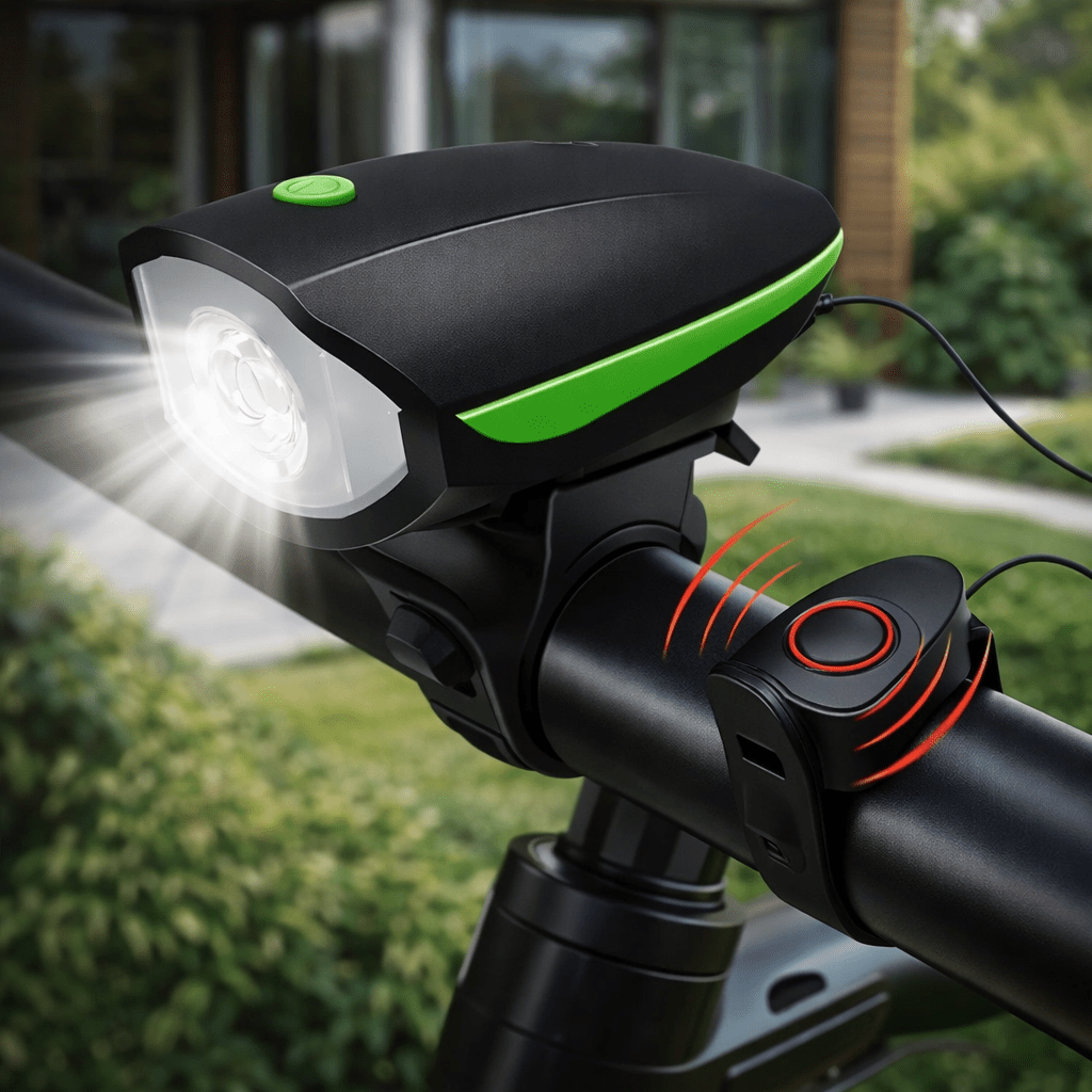 Bright Beacon Rechargeable 3-In-1 LED Bicycle Lamp and Horn for Safer Cycling