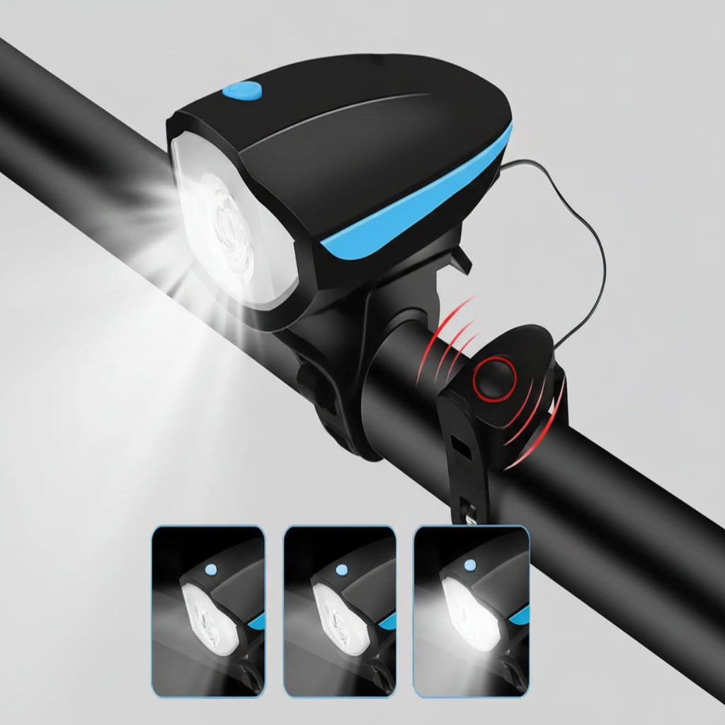 Bright Beacon Rechargeable 3-In-1 LED Bicycle Lamp and Horn for Safer Cycling