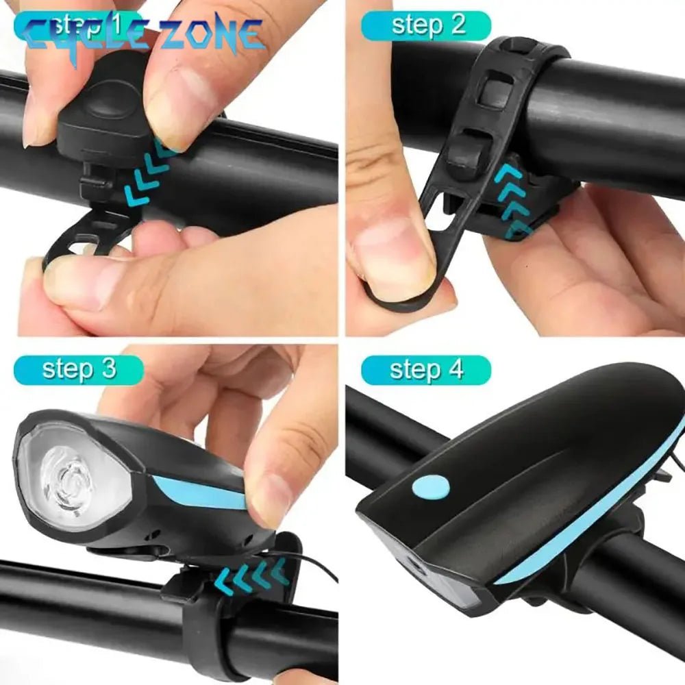 Bright Beacon Rechargeable 3-In-1 LED Bicycle Lamp and Horn for Safer Cycling