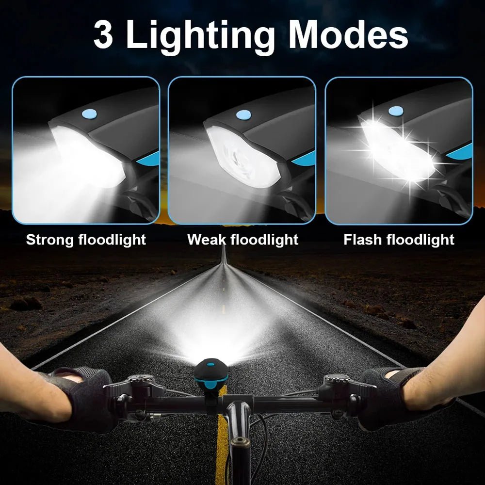 Bright Beacon Rechargeable 3-In-1 LED Bicycle Lamp and Horn for Safer Cycling