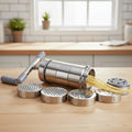 PastaCraft Manual Pasta Maker, Stainless Steel, Five Shaping Options