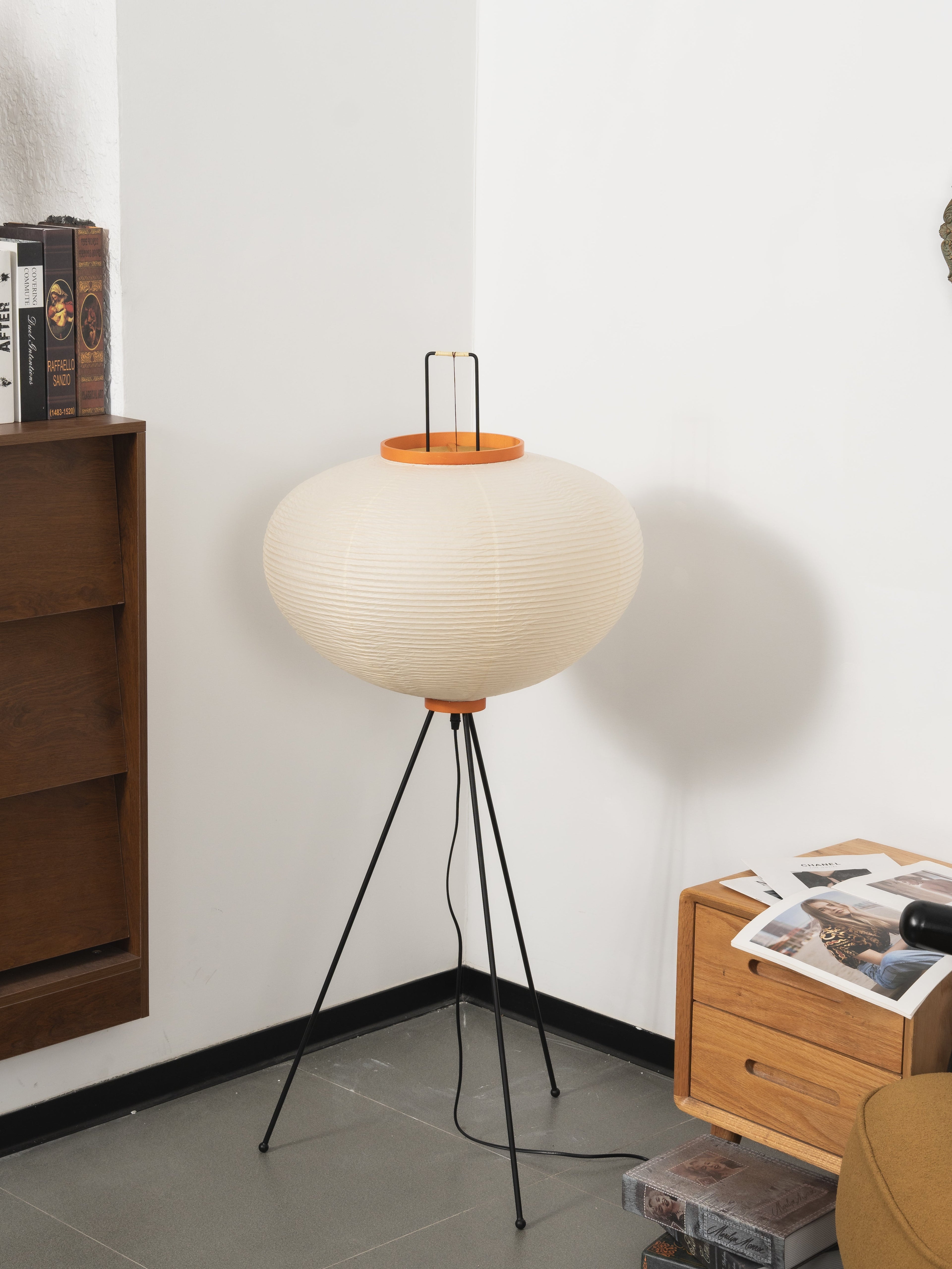 Akari Mulberry papir gulvlampe i metal, japansk stil til stuer