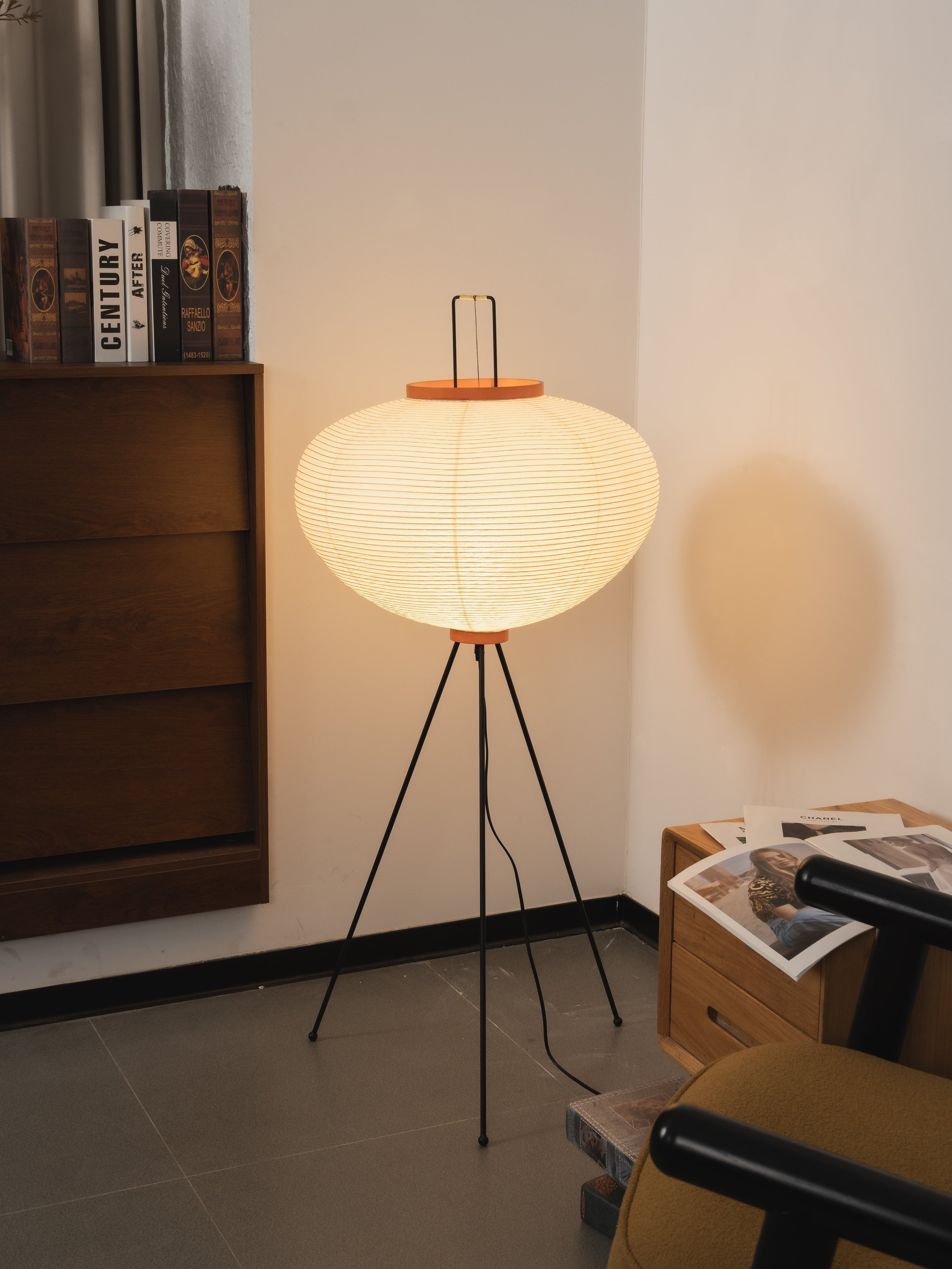 Akari Mulberry papir gulvlampe i metal, japansk stil til stuer