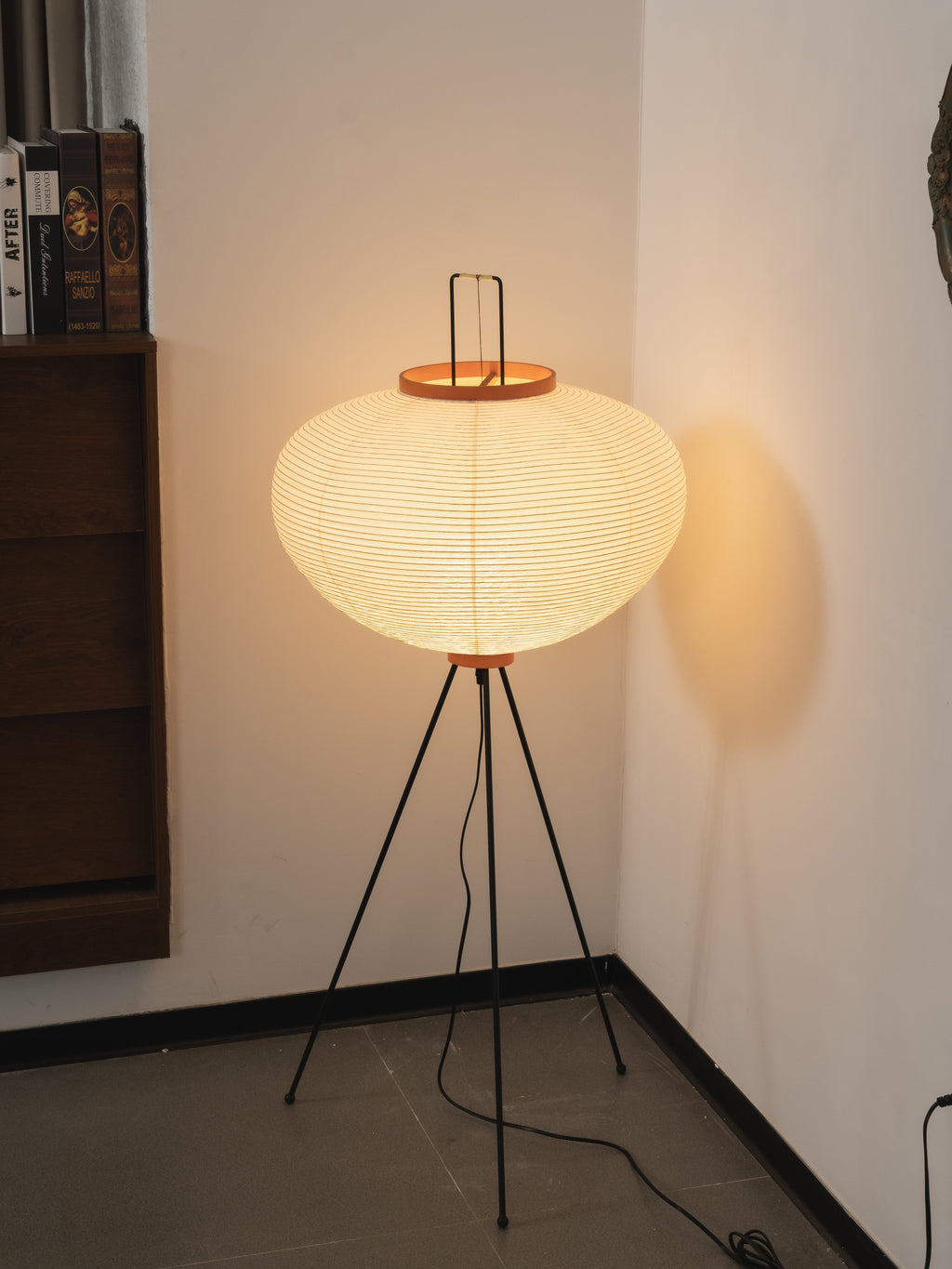 Akari Mulberry papir gulvlampe i metal, japansk stil til stuer