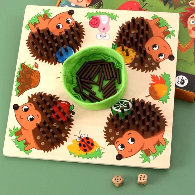BrightToy Dřevěná hra Ježek na počítání a připínání kolíčků