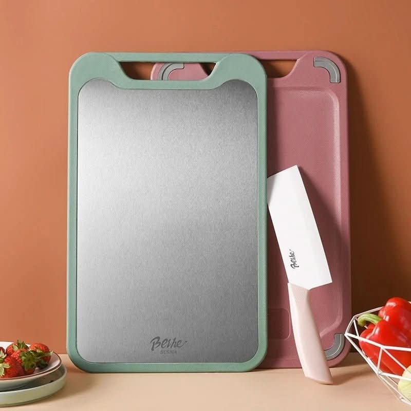 ApexEdge Double-Sided Stainless Steel Cutting Board Nonstick Surface And Juice Groove