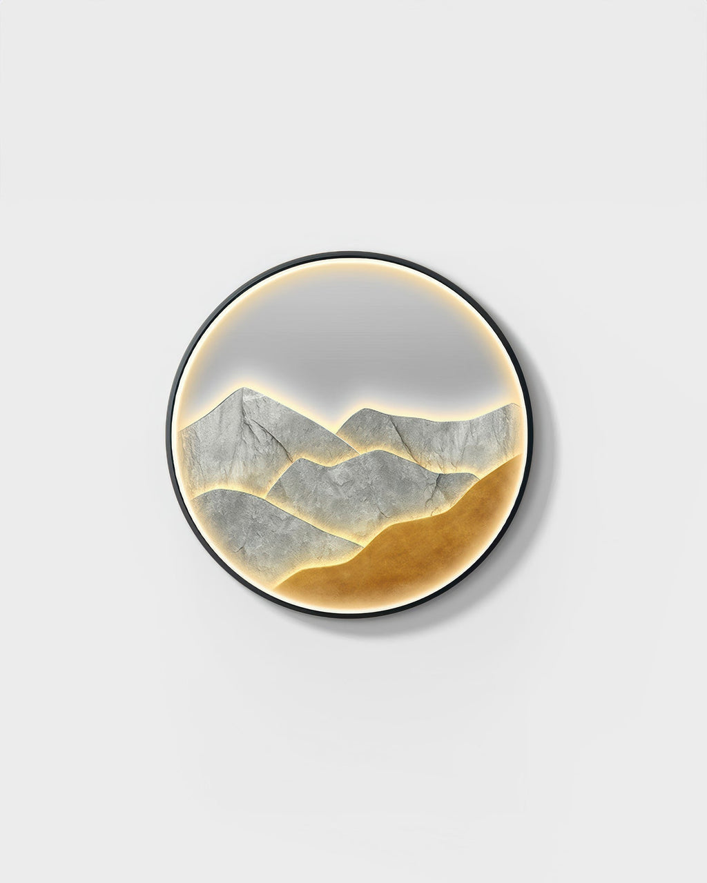 Silhouette Circle Wall Decor With Mountain Refuge Accent In Luxe Style
