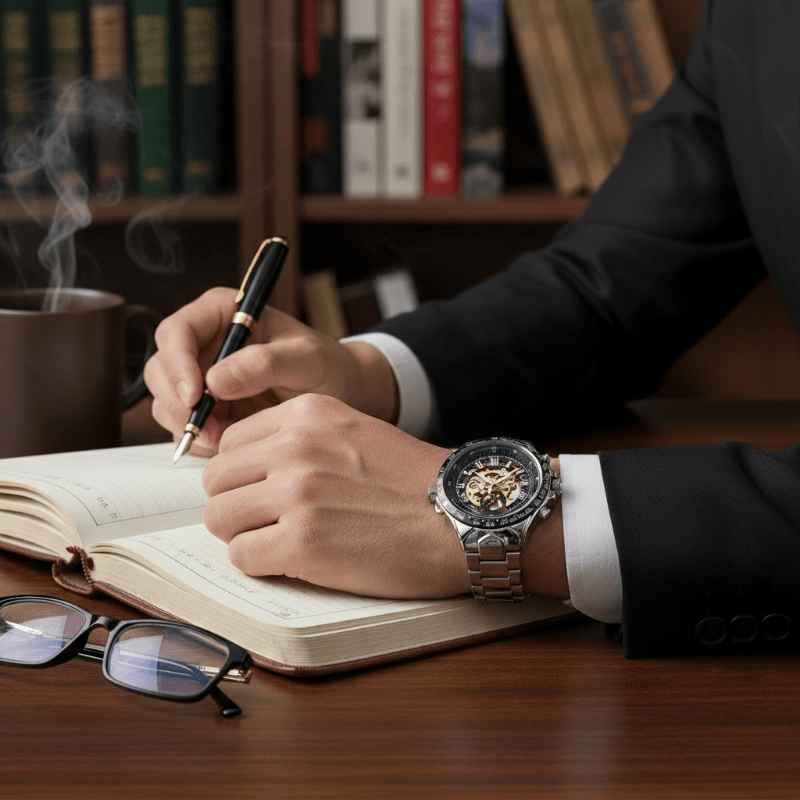 Aurora Luxe Mechanical Watch With Golden Shine Design