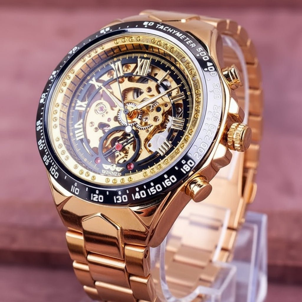 Aurora Luxe Mechanical Watch With Golden Shine Design
