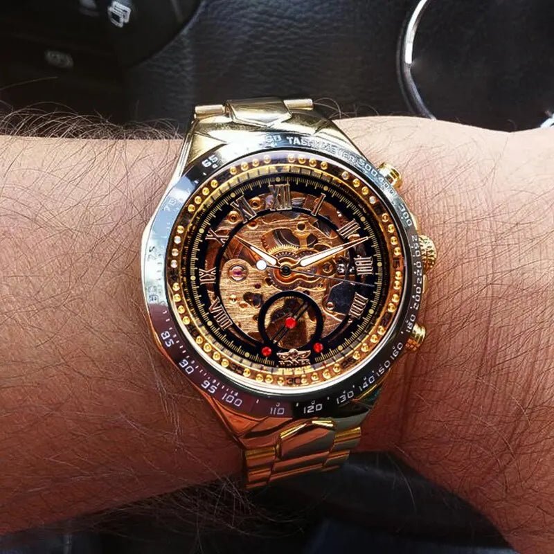 Aurora Luxe Mechanical Watch With Golden Shine Design