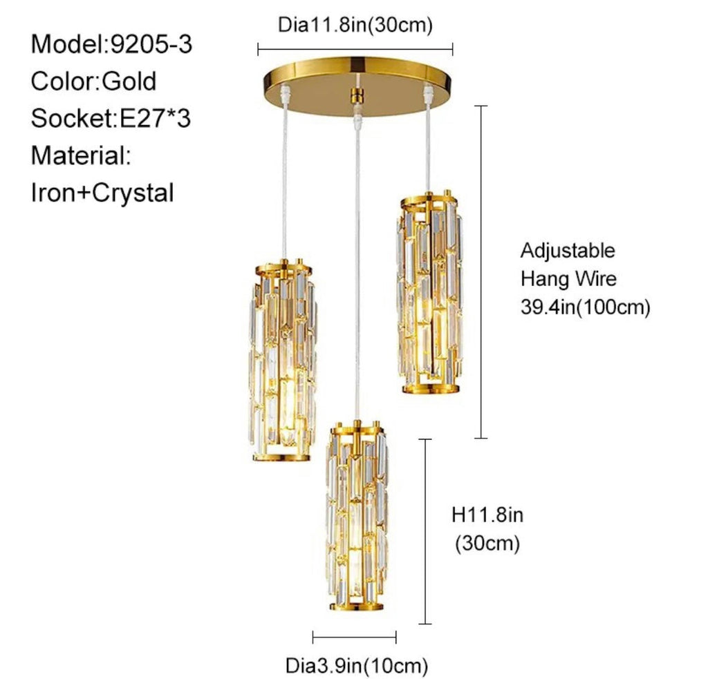 Luma Crystal Small LED Pendant Chandelier for Dining Room