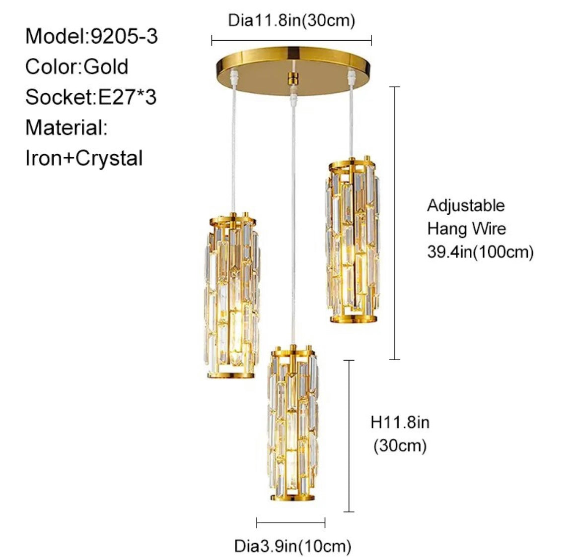 Luma Crystal Small LED Pendant Chandelier for Dining Room
