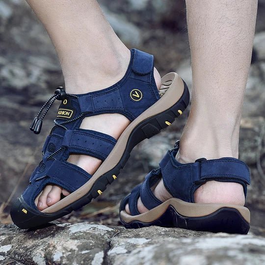 TrailStride Men's Hiking Sandals With Closed Toe Area And Adjustable Fit