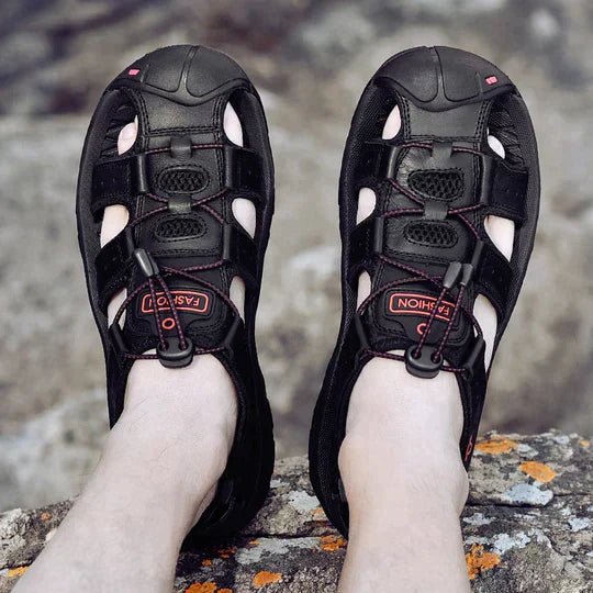 TrailStride Men's Hiking Sandals With Closed Toe Area And Adjustable Fit