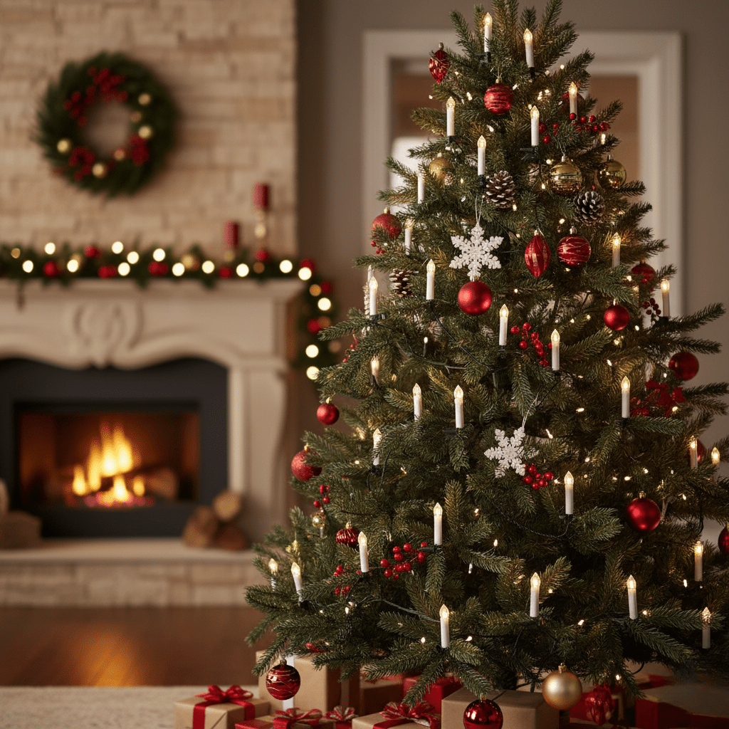 LumaFlare Flammenlose Weihnachtskerzen-Set mit sanftem LED-Leuchten