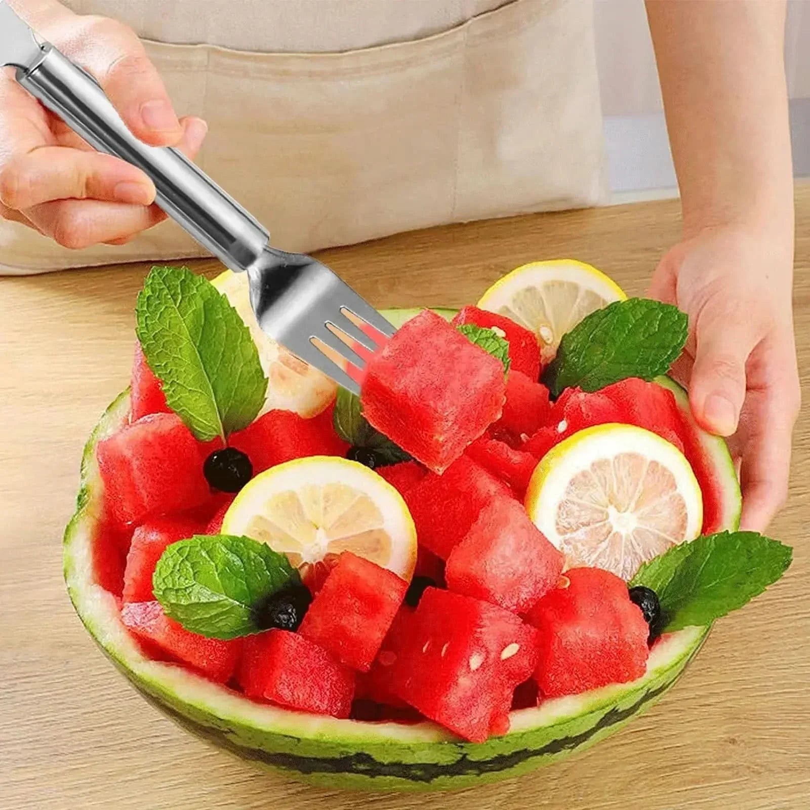 FruitEase Duo Fruit Cutter With Integrated Fork For Quick Snack Enjoyment