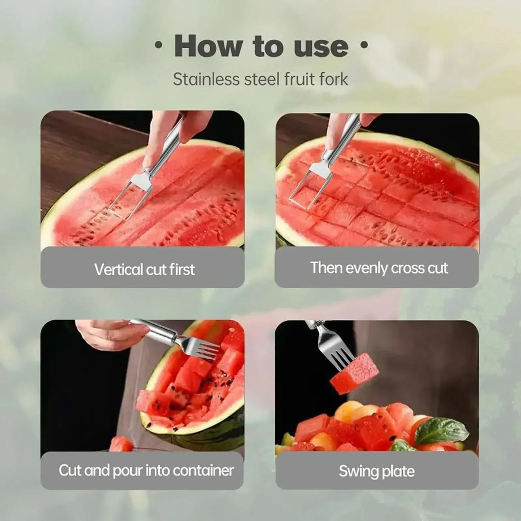 FruitEase Duo Fruit Cutter With Integrated Fork For Quick Snack Enjoyment