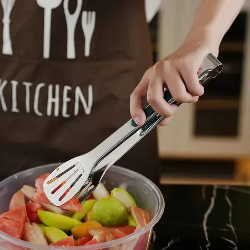 PrimeGrip Non-Slip Stainless Steel Tongs For Meat, Salad And Bread