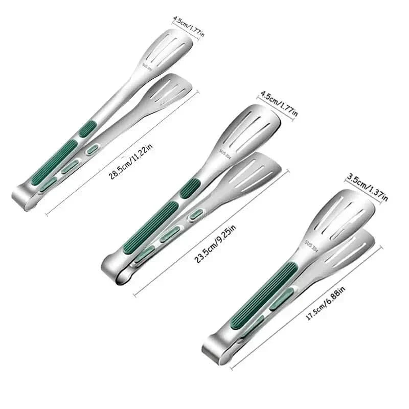 PrimeGrip Non-Slip Stainless Steel Tongs For Meat, Salad And Bread