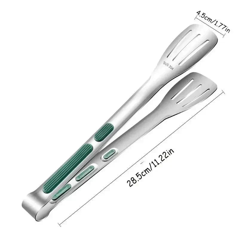 PrimeGrip Non-Slip Stainless Steel Tongs For Meat, Salad And Bread
