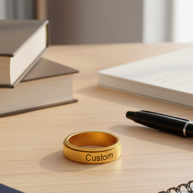 NovaSteel Engraved Stainless Steel Spinner Ring for Couples