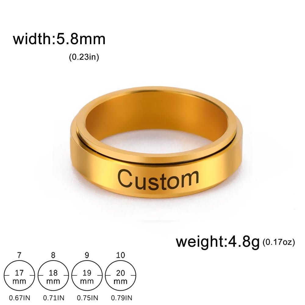 NovaSteel Engraved Stainless Steel Spinner Ring for Couples