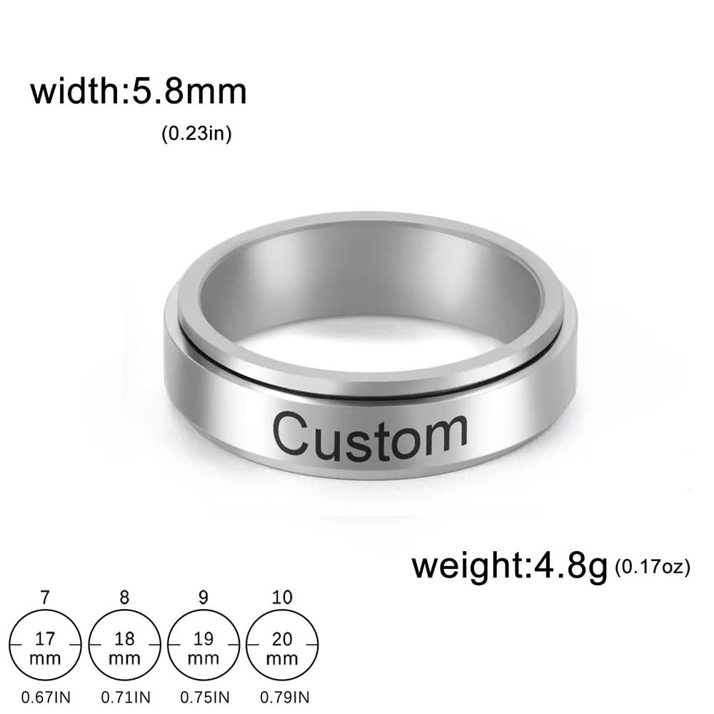 NovaSteel Engraved Stainless Steel Spinner Ring for Couples