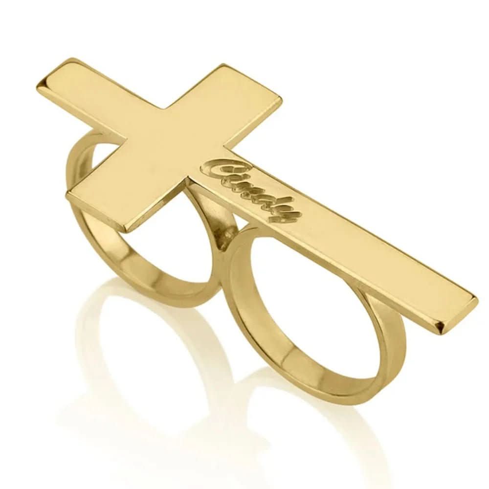 NovaLuxe Zweifinger-Ring aus Edelstahl mit Gravur