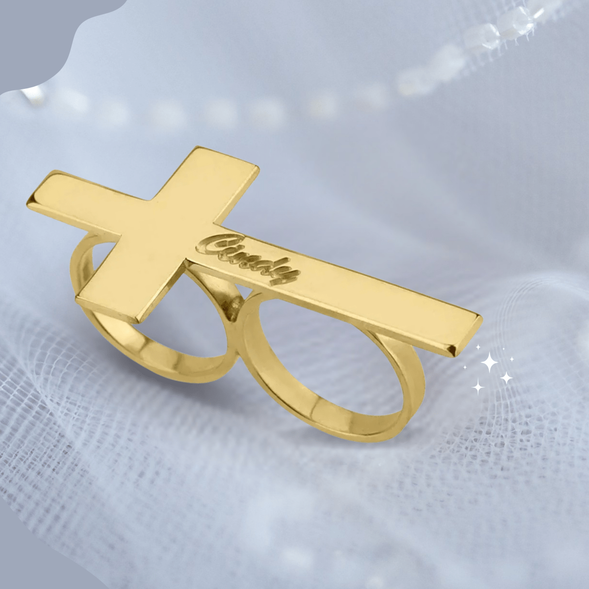 NovaLuxe Zweifinger-Ring aus Edelstahl mit Gravur