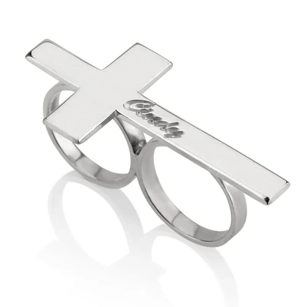 NovaLuxe Zweifinger-Ring aus Edelstahl mit Gravur