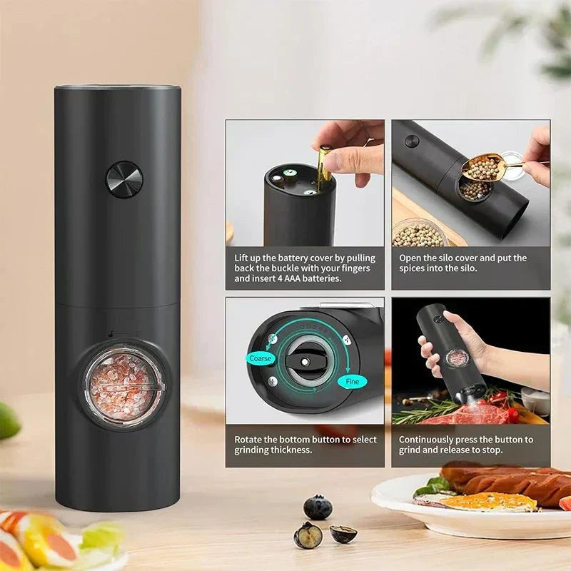Aroma Duo Elektrisk Salt- og Peberkværnsæt med Justerbar Formalingsindstilling
