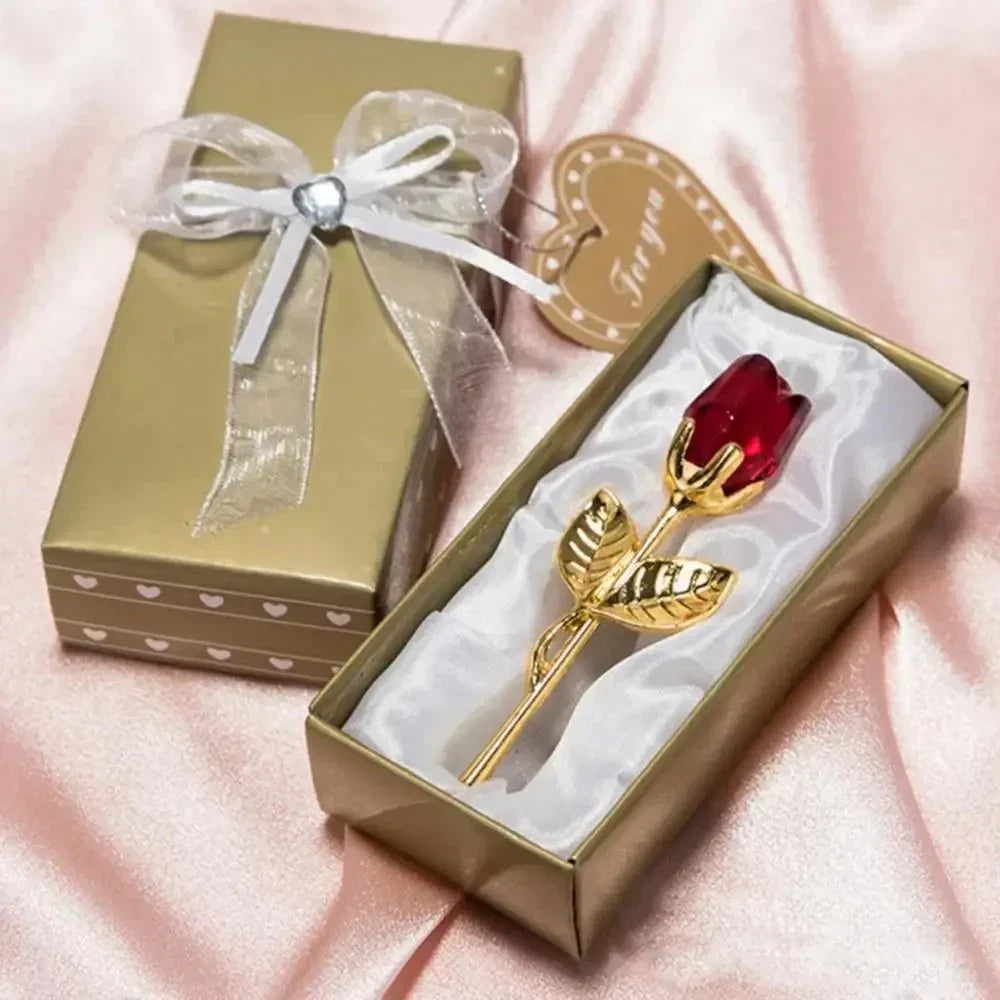 Lumelora Elegant Crystal Rose Timeless Keepsake With Gold Or Silver Stem