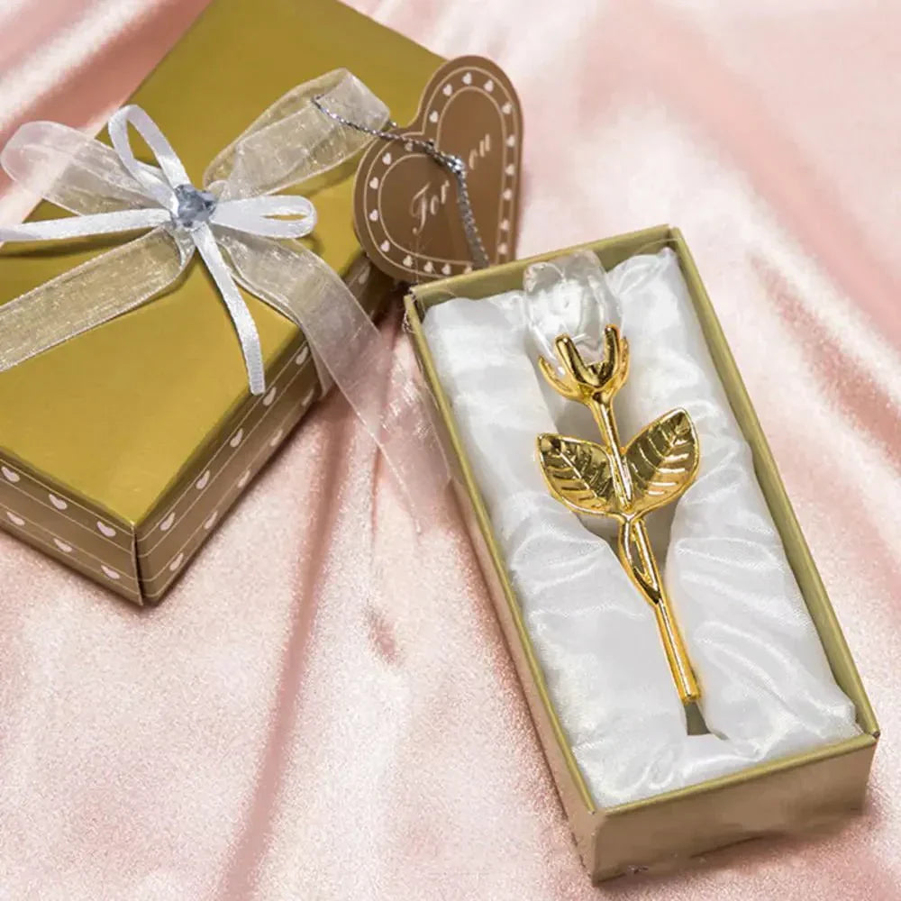 Lumelora Elegant Crystal Rose Timeless Keepsake With Gold Or Silver Stem