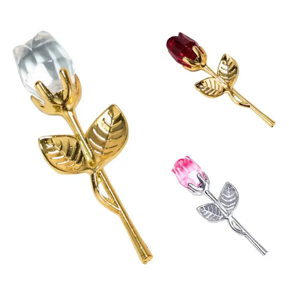 Lumelora Elegant Crystal Rose Timeless Keepsake With Gold Or Silver Stem