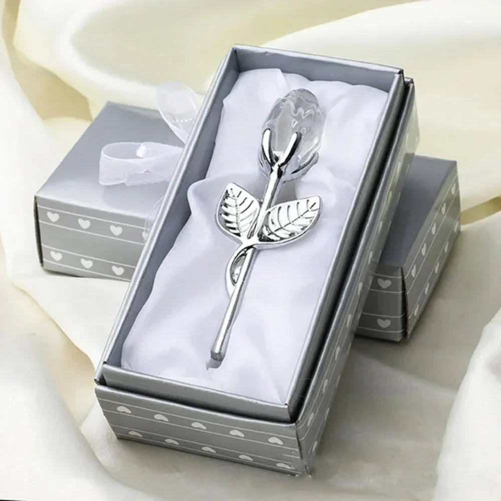 Lumelora Elegant Crystal Rose Timeless Keepsake With Gold Or Silver Stem
