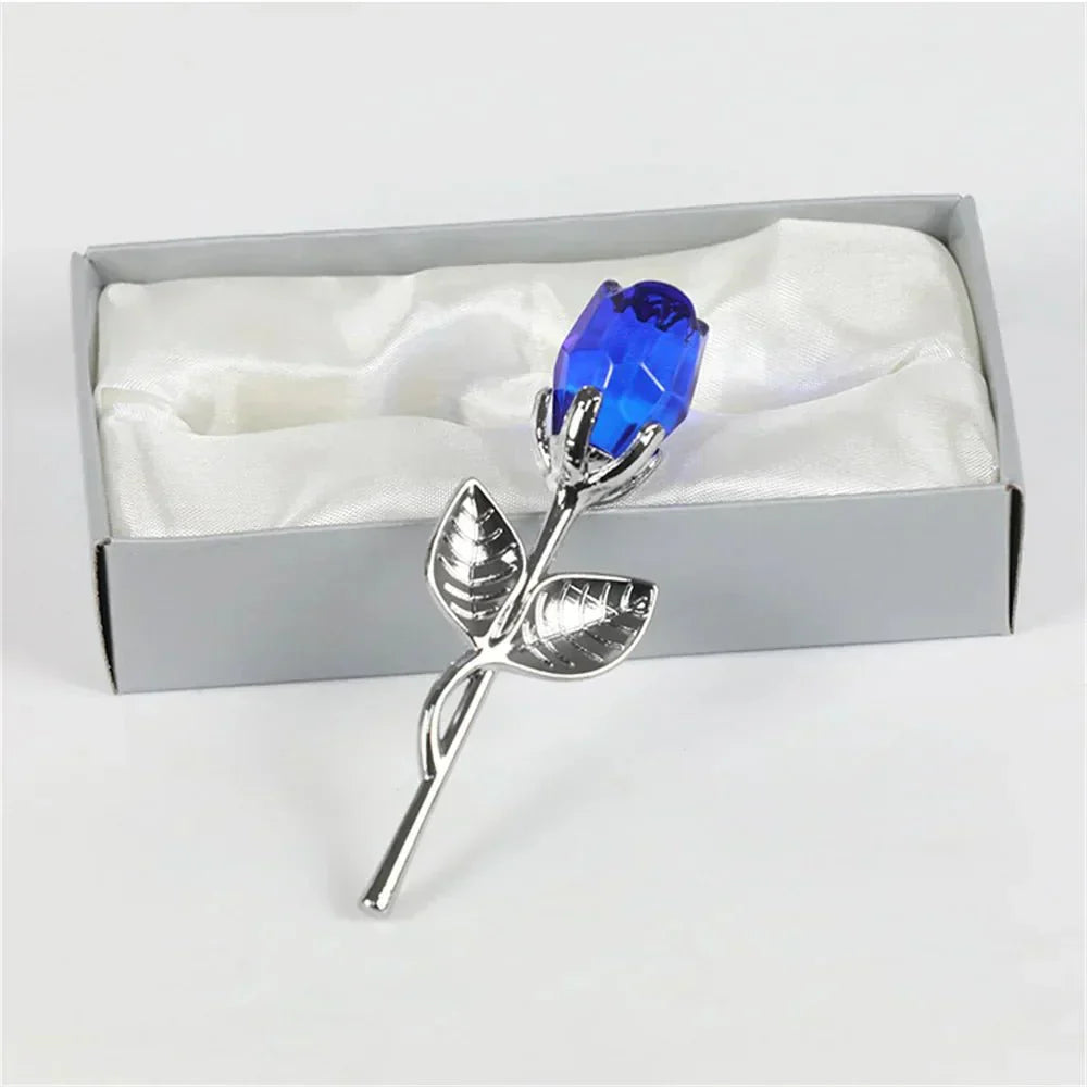 Lumelora Elegant Crystal Rose Timeless Keepsake With Gold Or Silver Stem